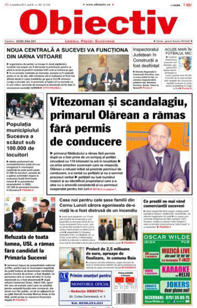 Publicare anunț în Obiectiv Suceava – Suceava